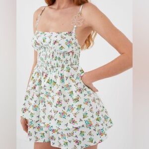 NEW For Love & Lemons Tanya Mini Dress Sz M Girly Feminine Floral Flirty Spring